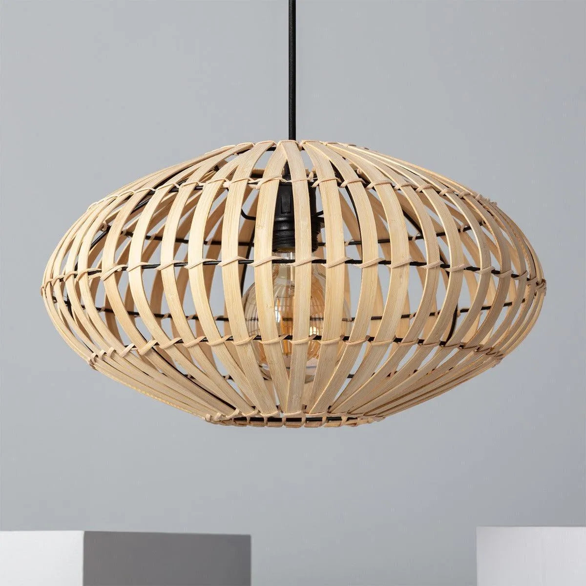 Houten hanglamp met e27 fitting rond design