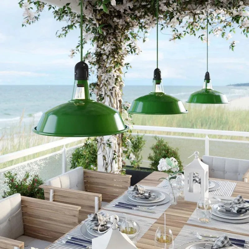 Hanglamp buiten groene kap buiten e27 fitting complete set ip65