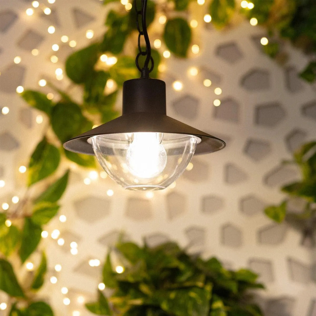 Buiten hanglamp e27 fitting rond zwart led glas modern