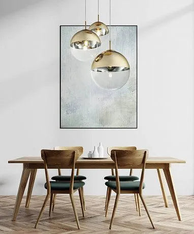 Hanglamp glas rond goud bollen e27 fitting