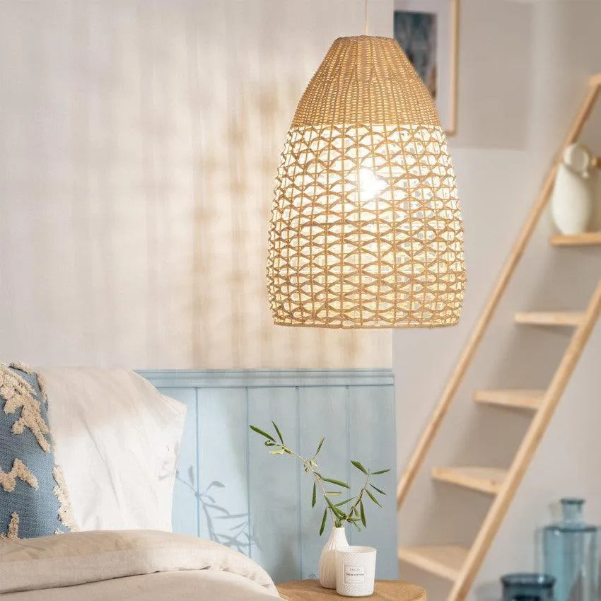 Rotan gevlochten hanglamp met een e27 fitting