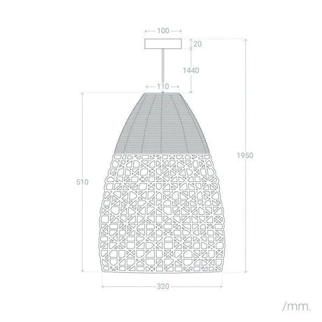 Hanglamp rotan modern 'Tinan' E27 fitting modern gevlochten led lamp 32 cm - FOIR