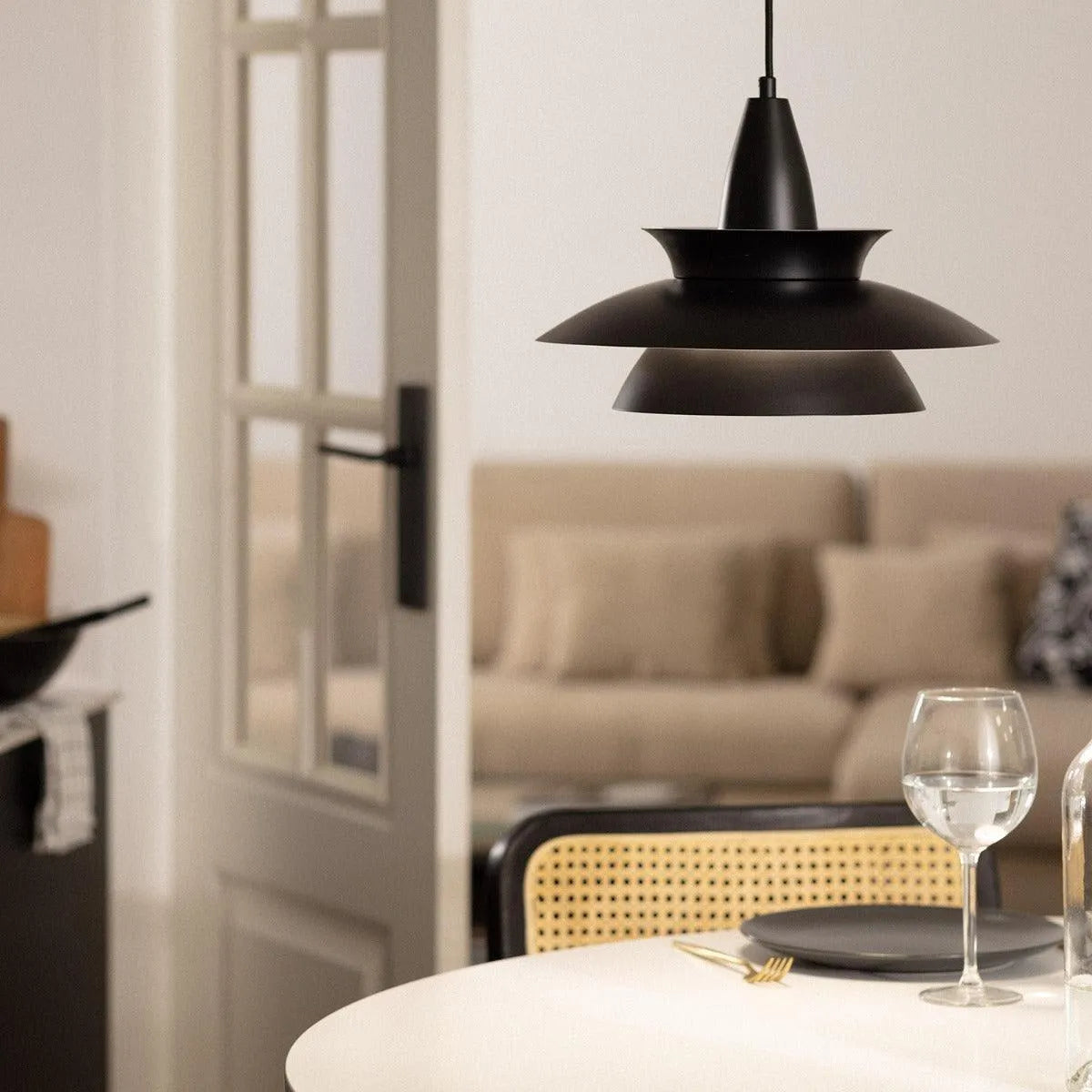 Retro hanglamp zwart wit 335mm modern led lam