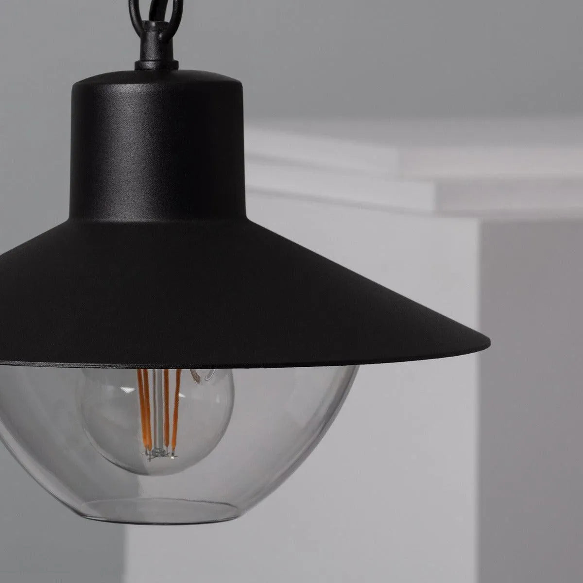 Zwarte hanglamp glas e27 fitting modern metaal