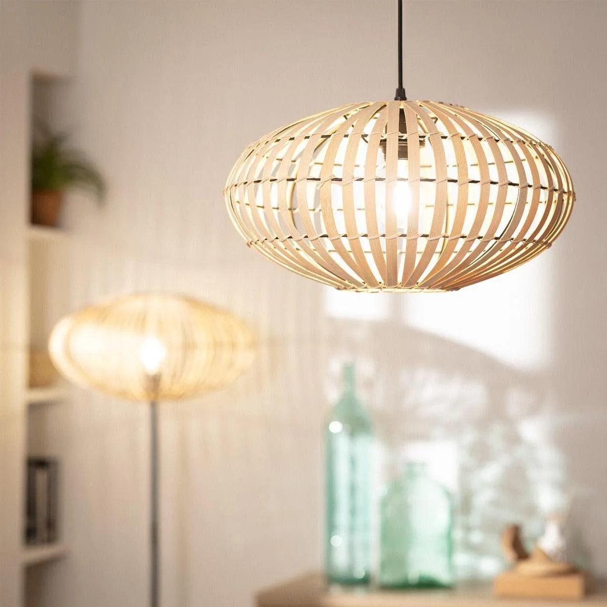 Natuurlijke hanglamp groot rond e27 fitting