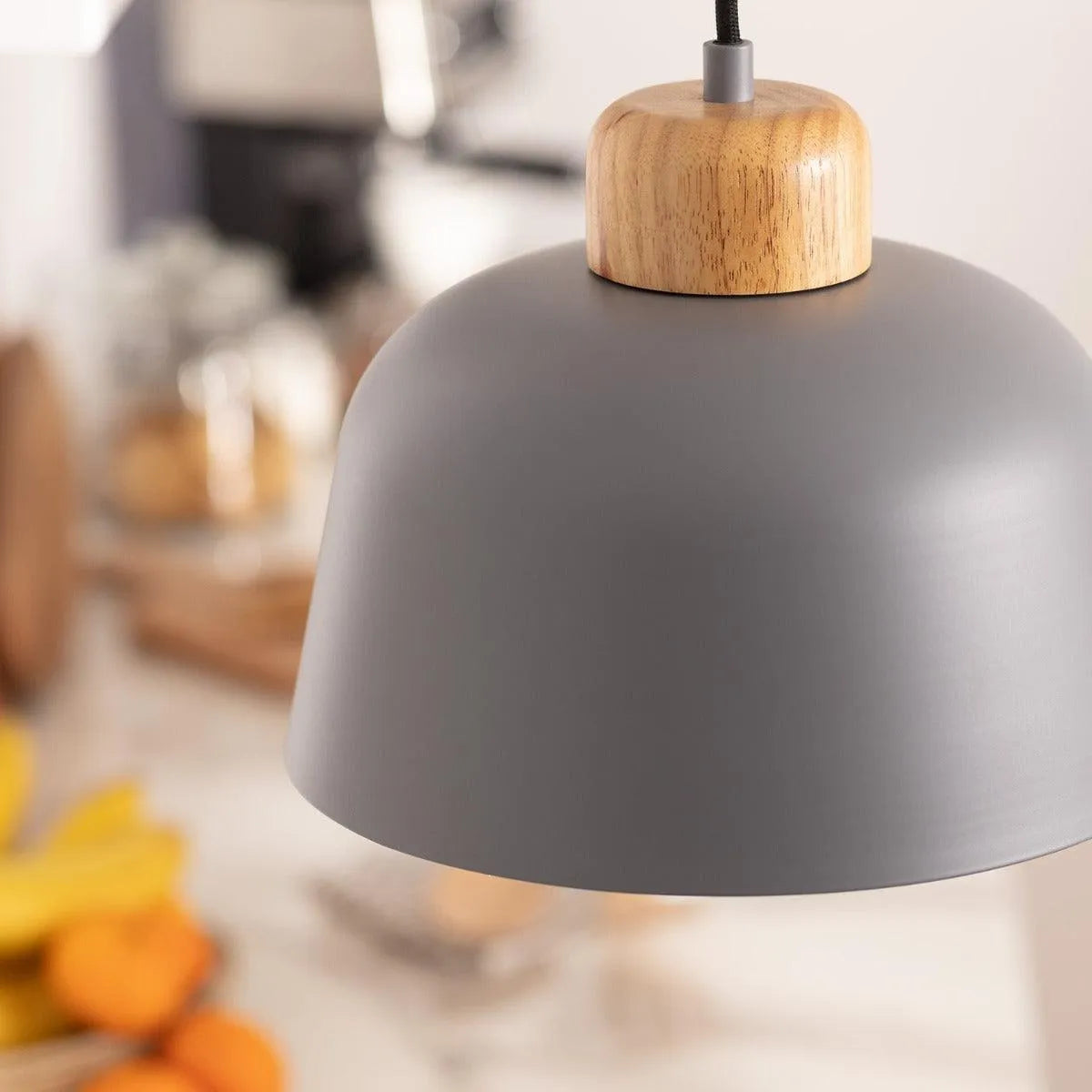 hanglamp hout metaal met ingebouwde E27 fitting