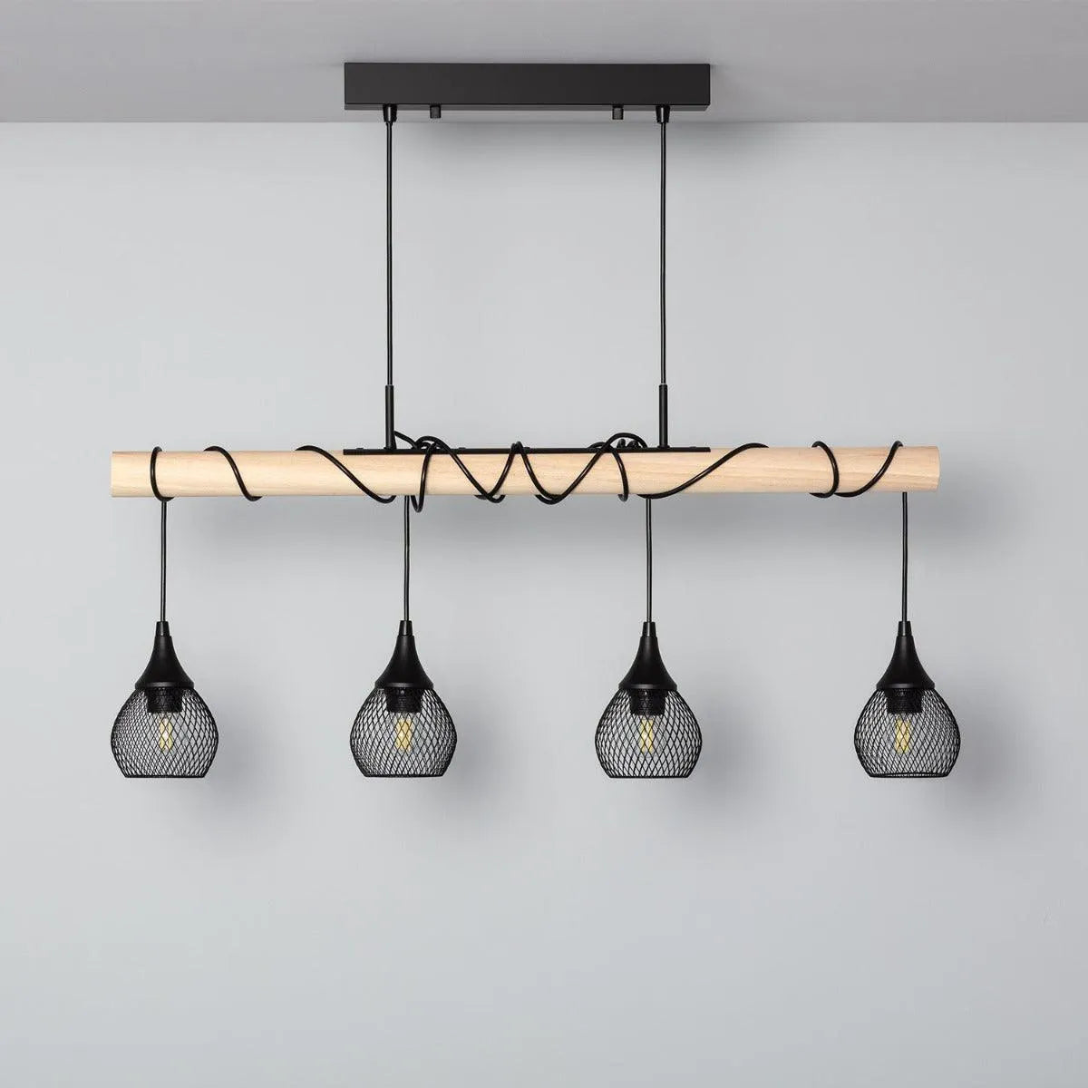Hanglamp hout modern eettafel, deze hanglamp is verstelbaar