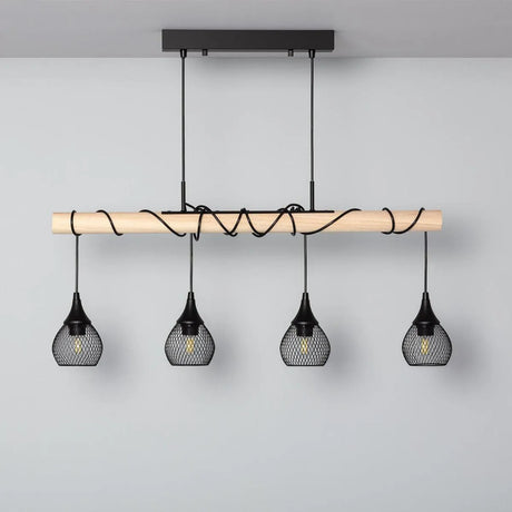 Hanglamp hout modern eettafel, deze hanglamp is verstelbaar