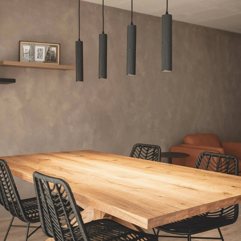 Hanglamp eettafel metaal 'Berkin' zwart gu10 led lamp 4 spots 100cm