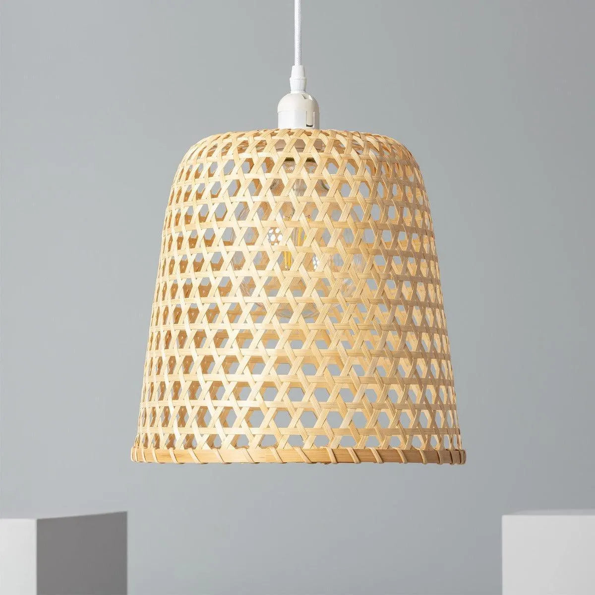 hanglamp met witte fitting e27 rotan natuurlijk