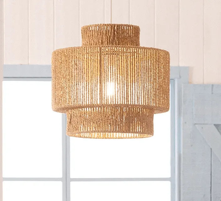 Hanglamp gevlochten papier e27 fitting