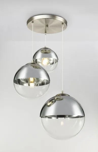 Hanglamp glas bol E27 fitting chrome