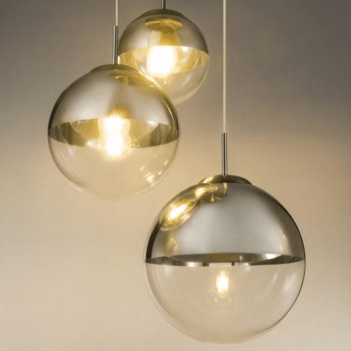 Hanglamp glazen bollen goud 'Varus' 3x E27 metaal goud doorzichtig glas 20cm - 25cm - 30cm - FOIR