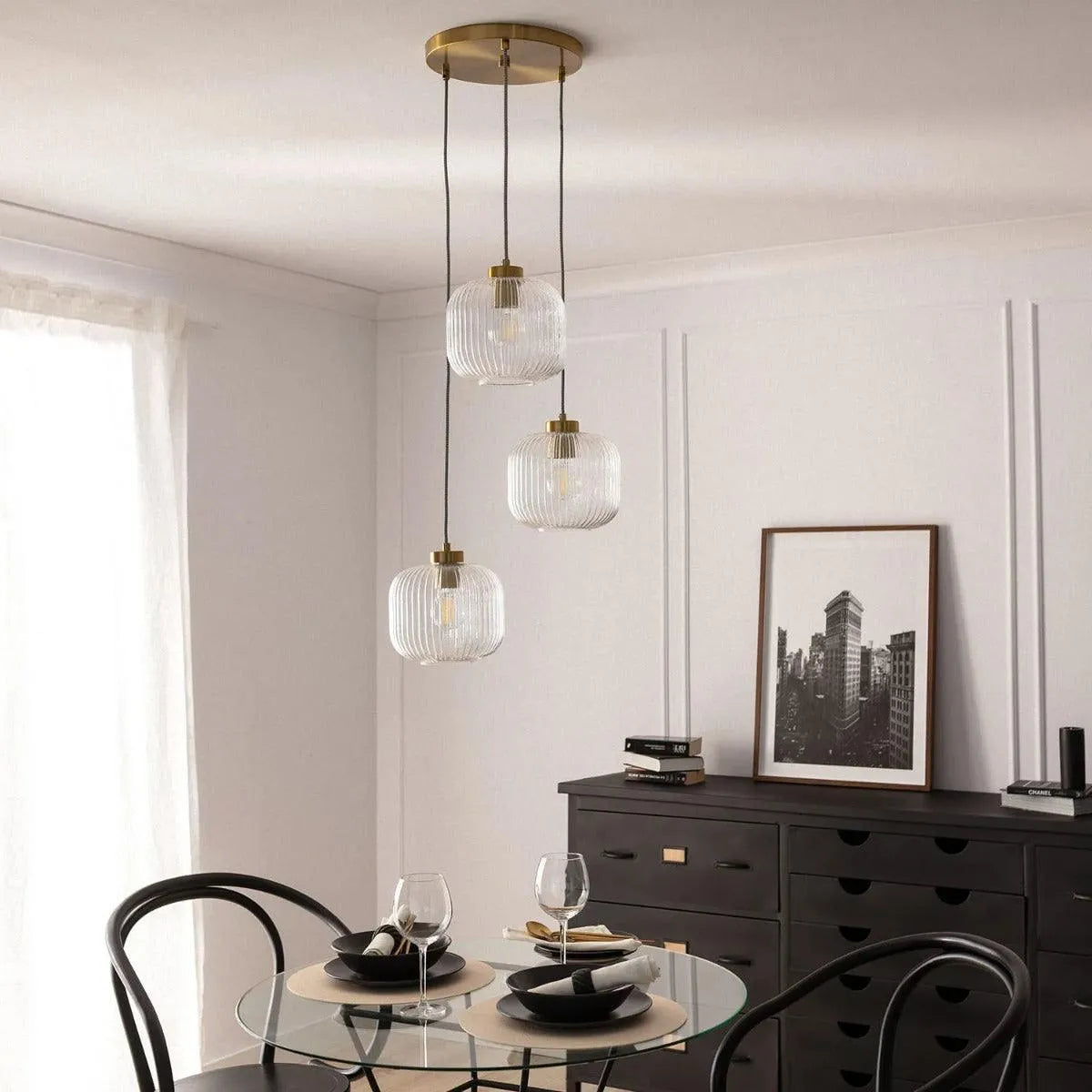 Hanglamp klassiek goud met glas e27 fittingen design woonkamer eetkamer