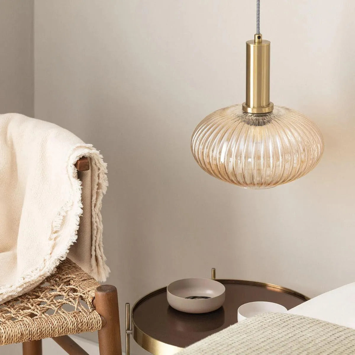 retro hanglampje glazen kap gouden element e27 fitting