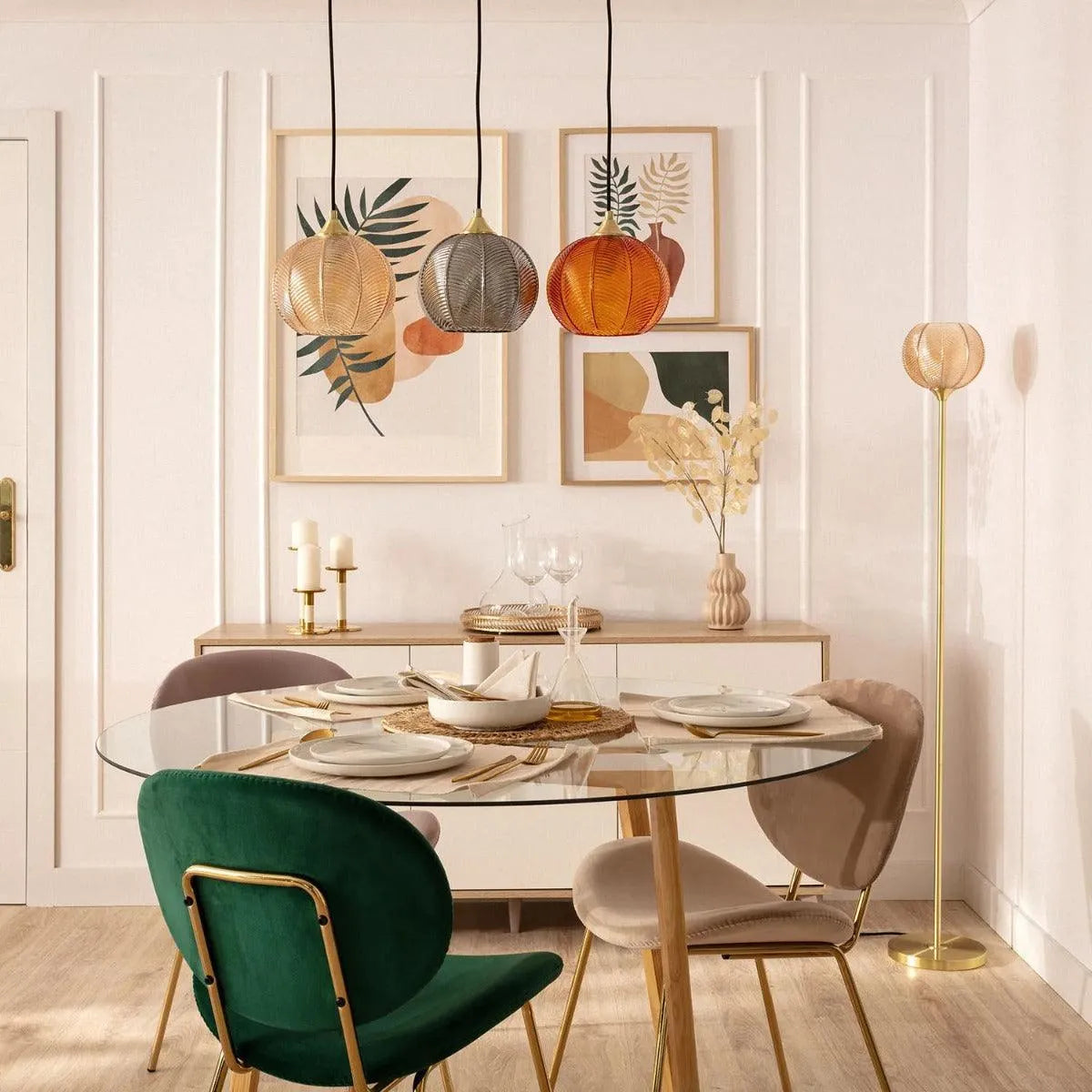 Hanglamp eettafel glas modern e27