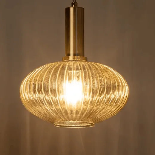 Hanglamp goud met glazen kap e27 fitting
