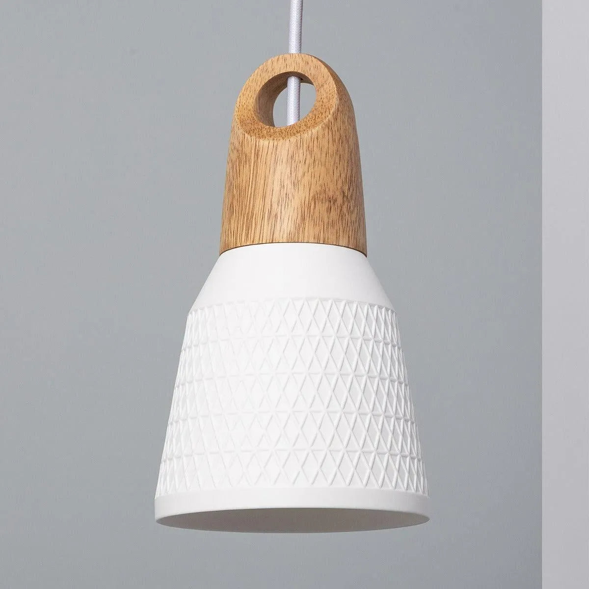 Hanglamp klein hout porselein led lamp e27 fitting