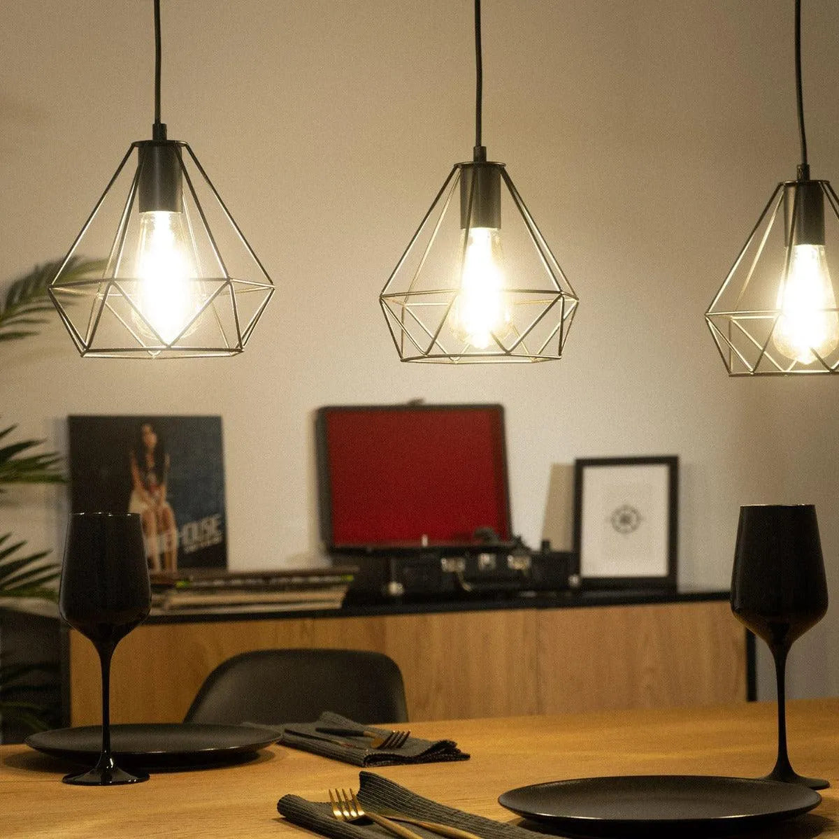 hanglamp e27 fitting led lamp metalen kap houten balk