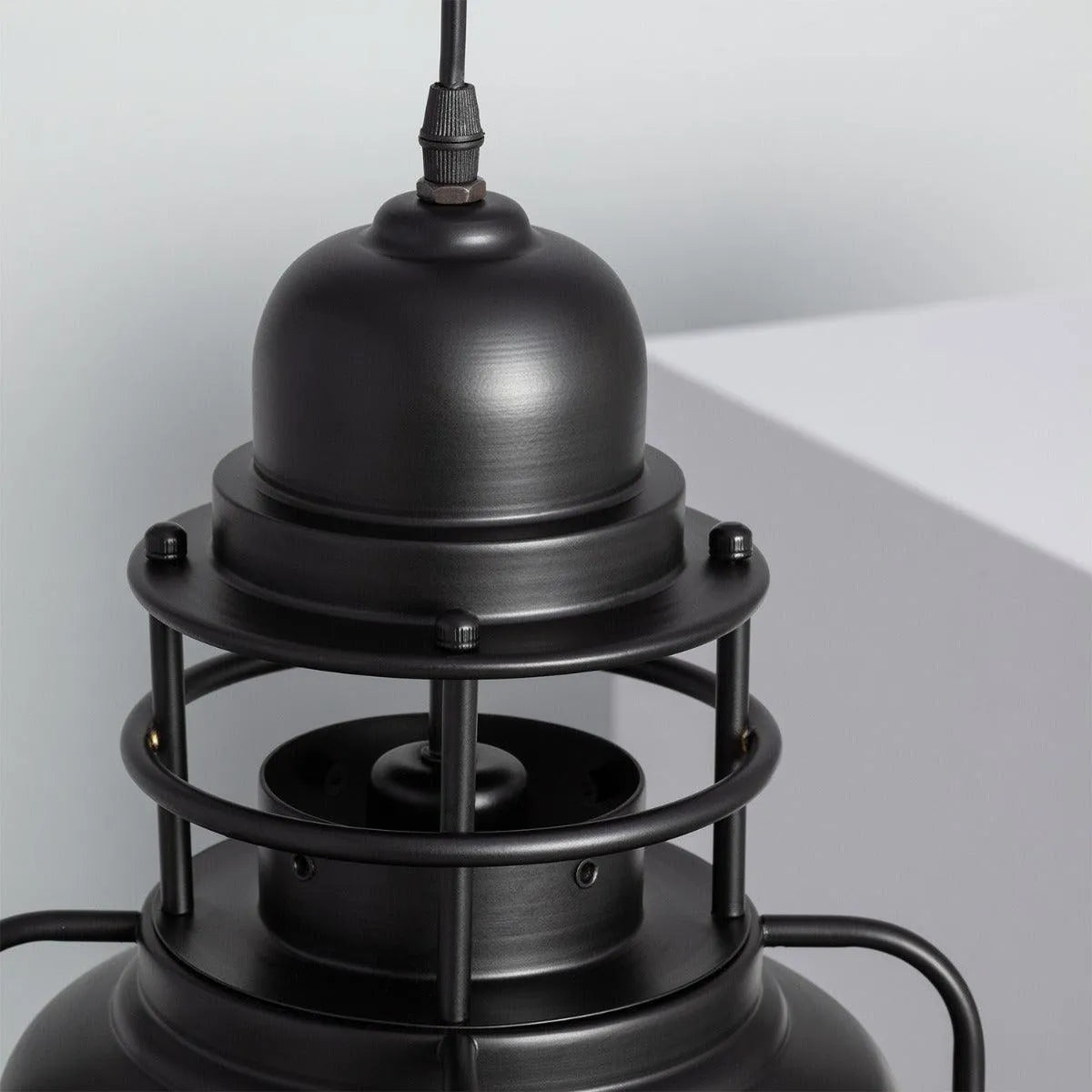 Hanglamp industrieel metaal zwart 'Renzo' E27 fitting modern rond 30 cm - FOIR