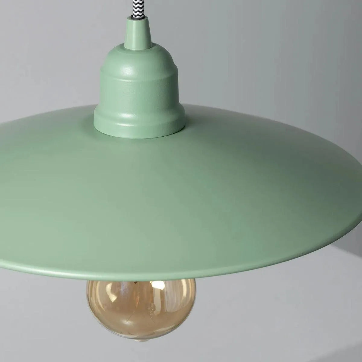 Kleine hanglamp industrieel groene kap E27 fitting 'Roland' - FOIR