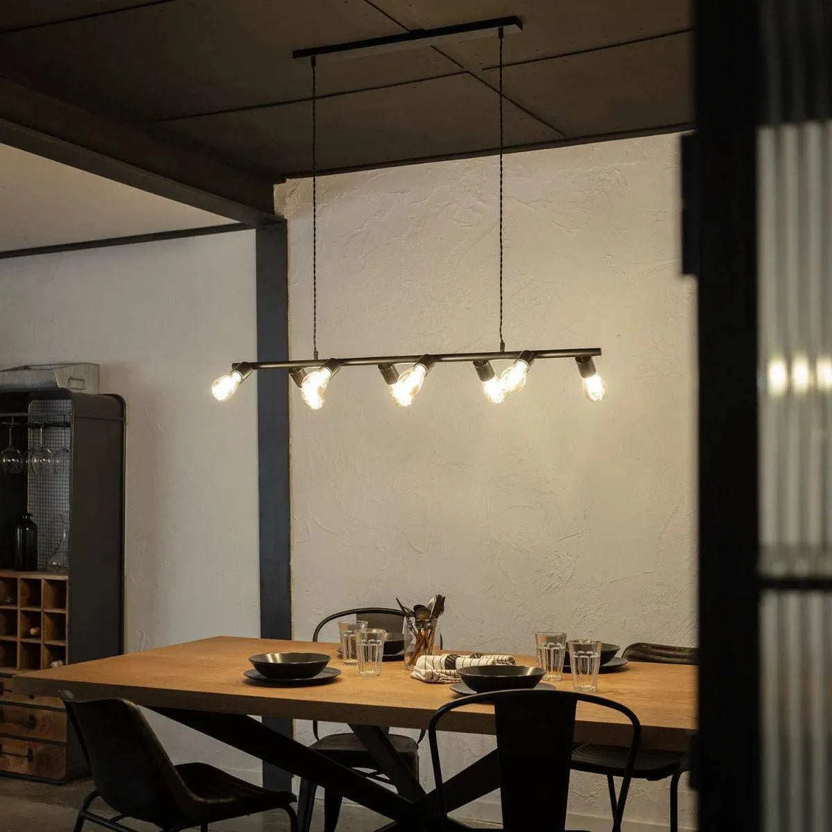 Minialistische hanglamp zwart 8x E27 fitting 'Yonna' - FOIR