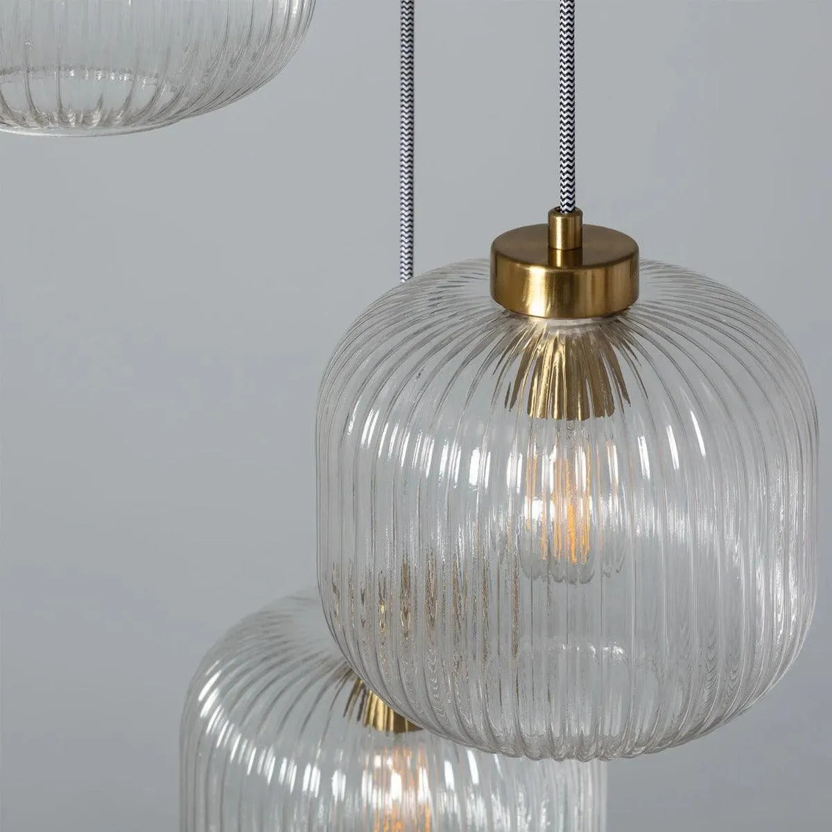 Klassieke hanglamp goud met glazen kappen E27 'Randolph' 44 cm - FOIR