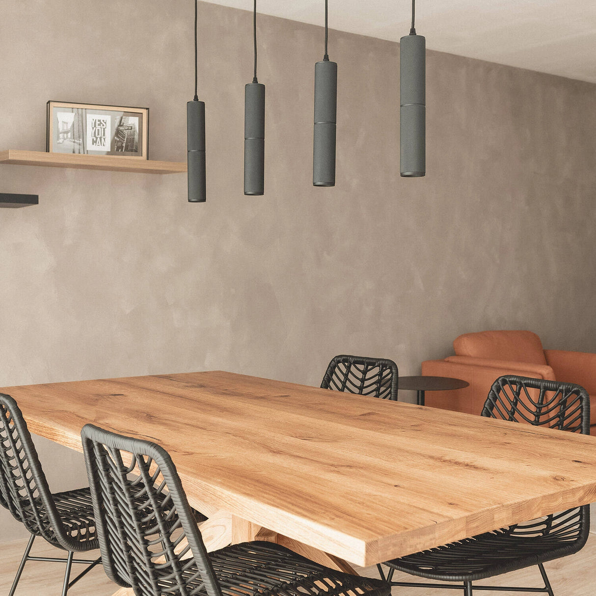 Hanglamp eettafel metaal 'Berkin' zwart gu10 led lamp 4 spots 100cm