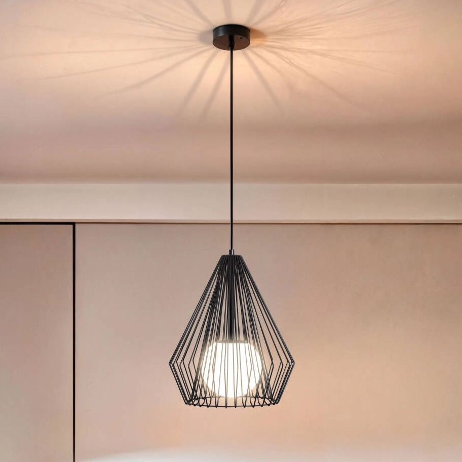 Hanglamp metaal en opaalglas E27 fitting 'Kommora' 31 cm