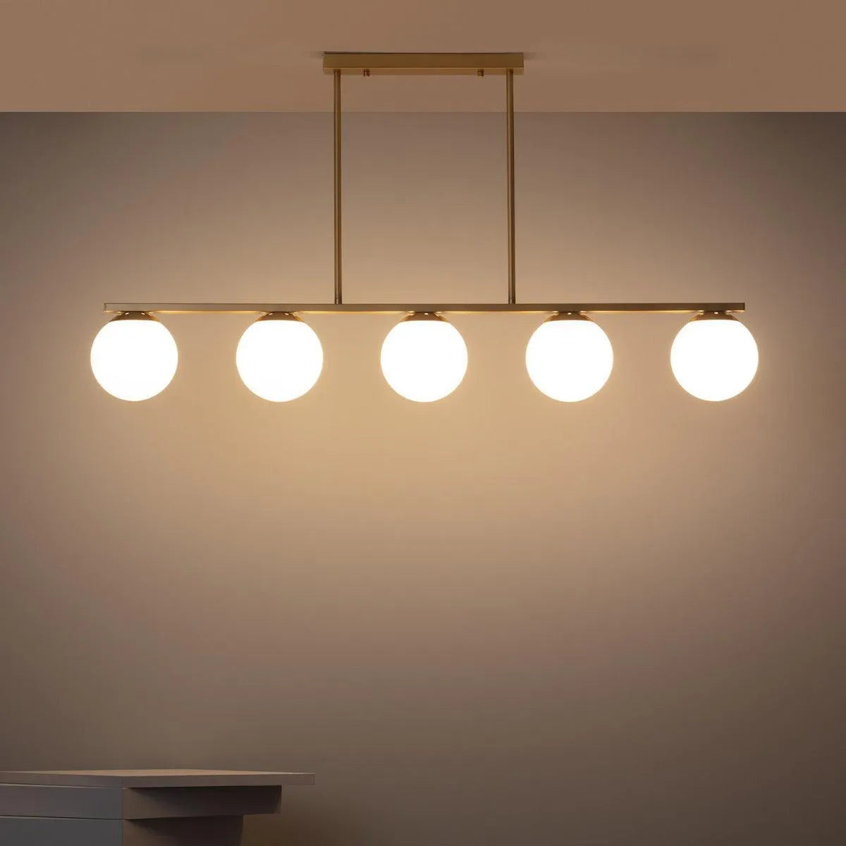 Hanglamp messing modern 'Bokor' e27 fitting opaal glas 115cm - FOIR