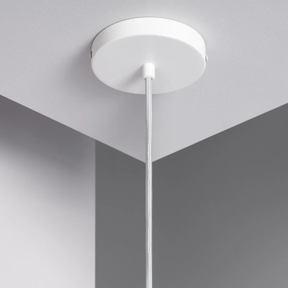 Plafondkap wit metaal rond 1 uitgang hanglamp