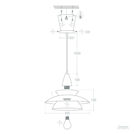 Hanglamp wit retro 'Bally' metaal E27 34 cm - FOIR