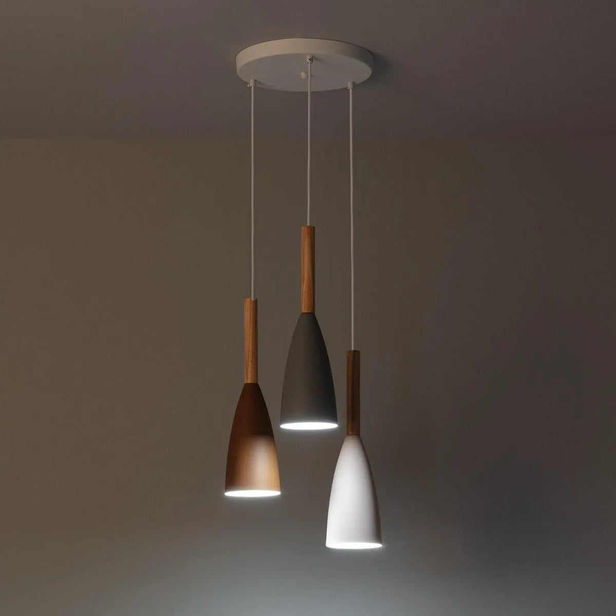 Hanglamp hout modern kleuren design rond