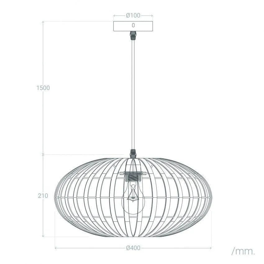 Hanglamp hout modern e27 fitting rond 400mm