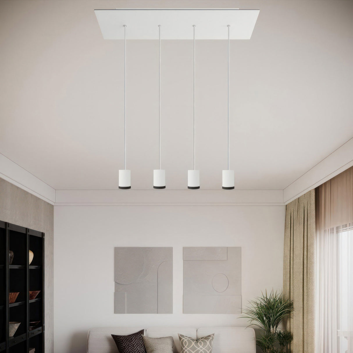 Hanglamp 4x GU1d0 lampen set kookeiland breed met led