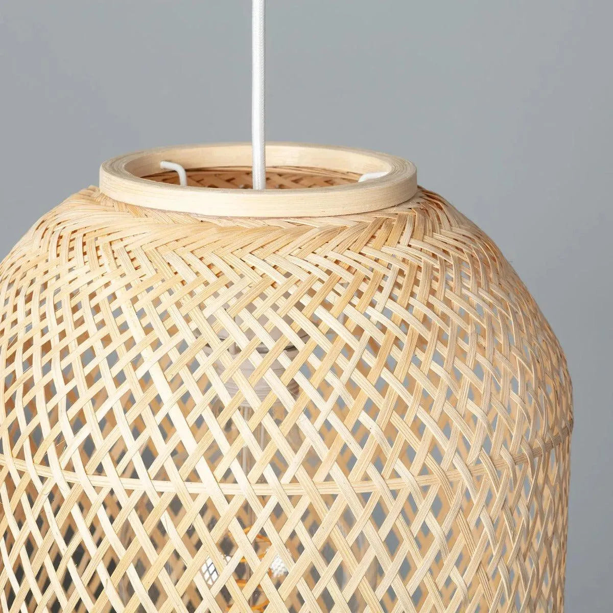 Rotan hanglamp gevlochten bamboe E27 fitting 'Christian' - FOIR