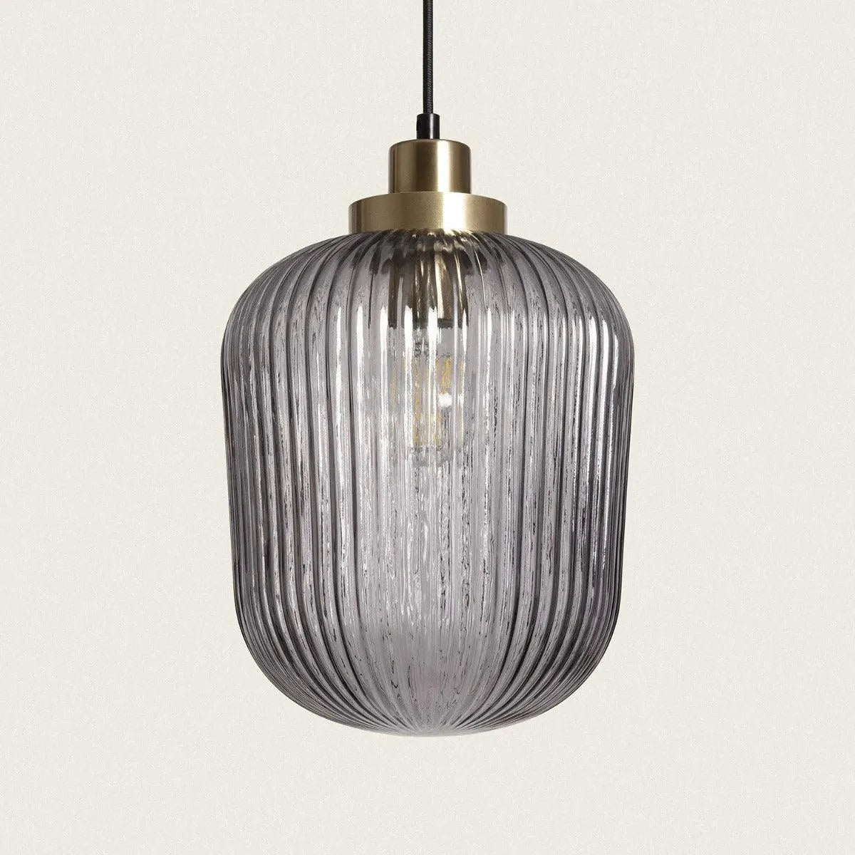 Retro hanglampje smokeglas en e27 fitting kristalglas metaal goud