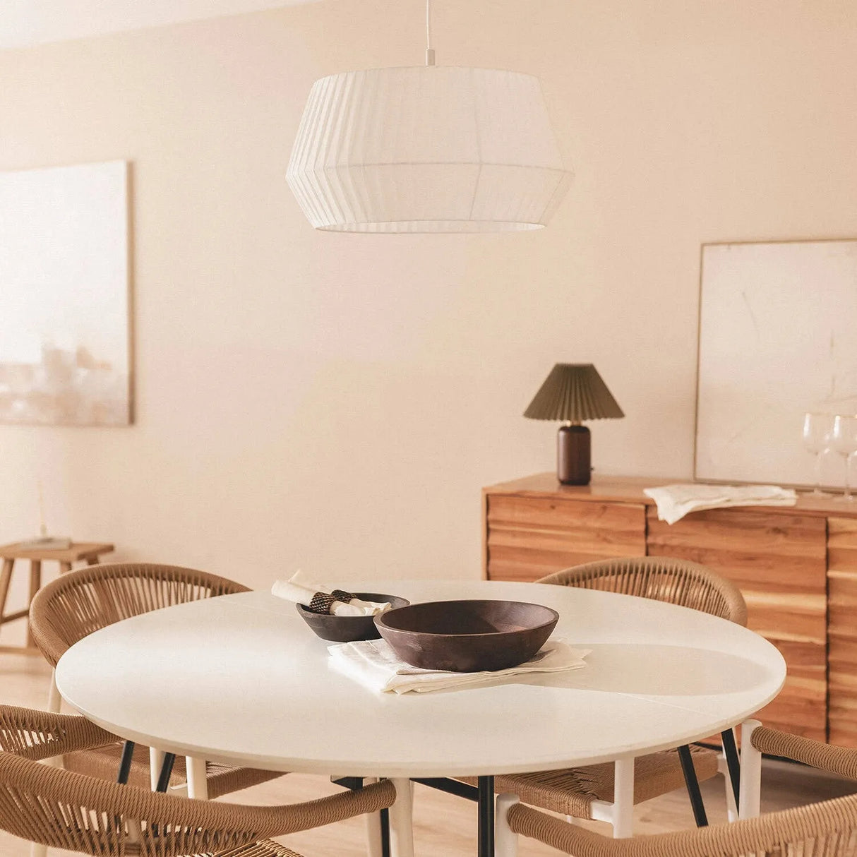 Hanglamp stof wit design rond 50 cm - FOIR