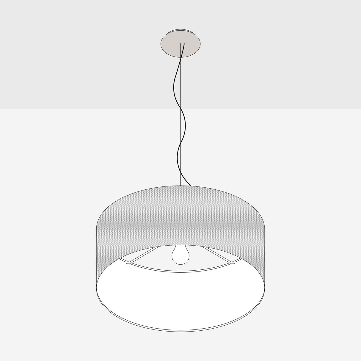 Hanglamp stof Cillindro rond 48 cm   Made in Italy