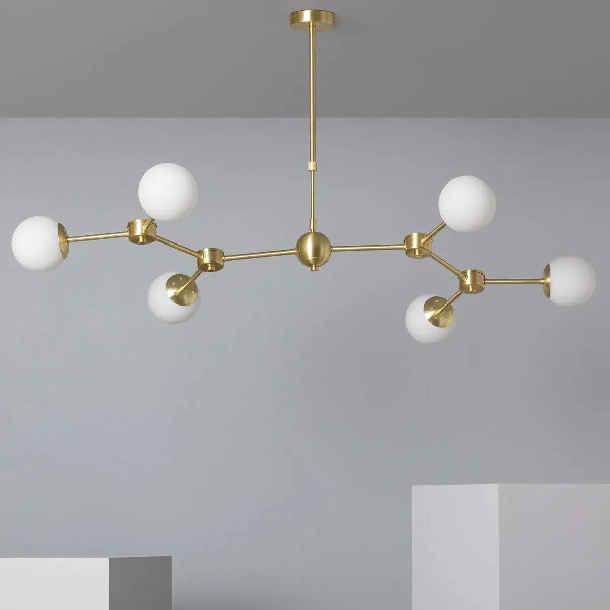 Grote hanglamp goud met opaalglas en g9 fittingen