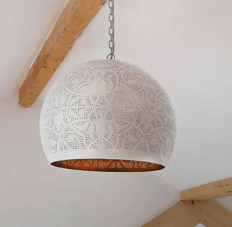 hanglamp wit goud met e27 fitting filigrain