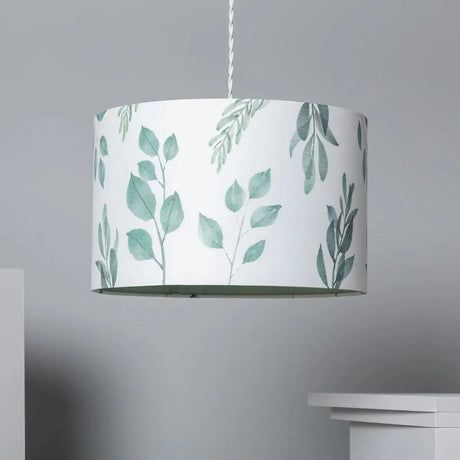 hanglamp grote stoffen kap wit en groen E27 fitting