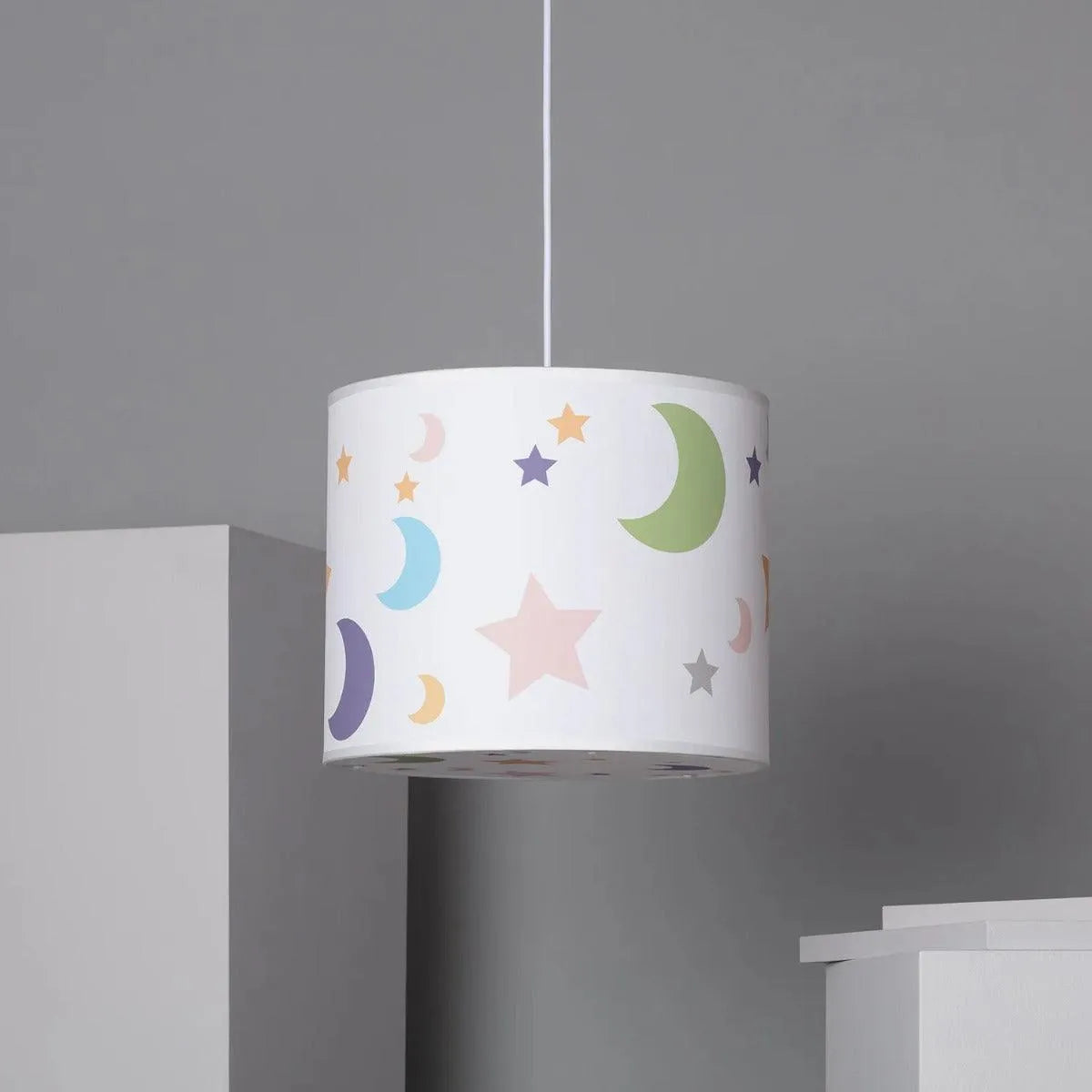 Hanglamp wit met sterren 3 fittingen rond kunststof