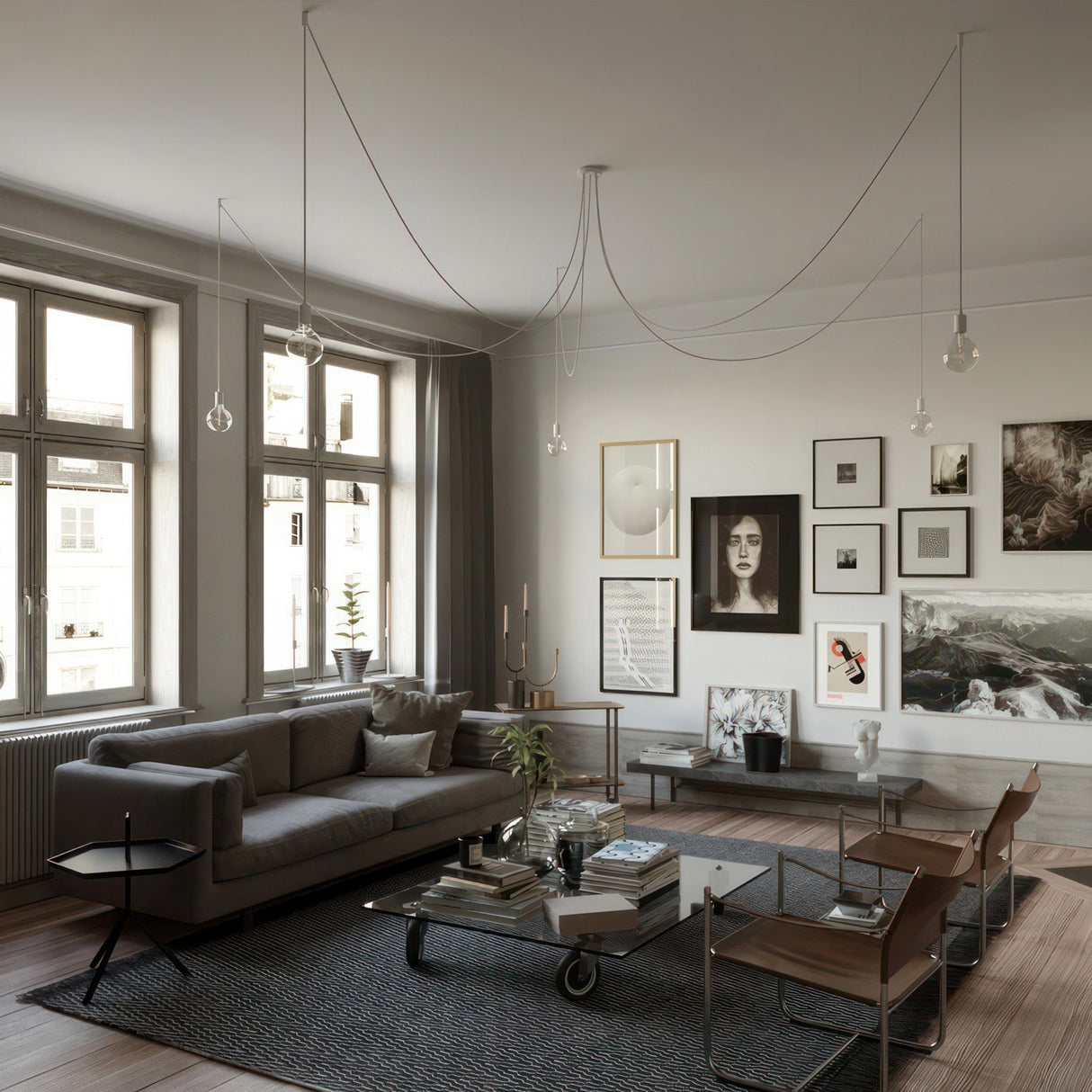 Hanglamp 5 losse fitting Spider E27 set