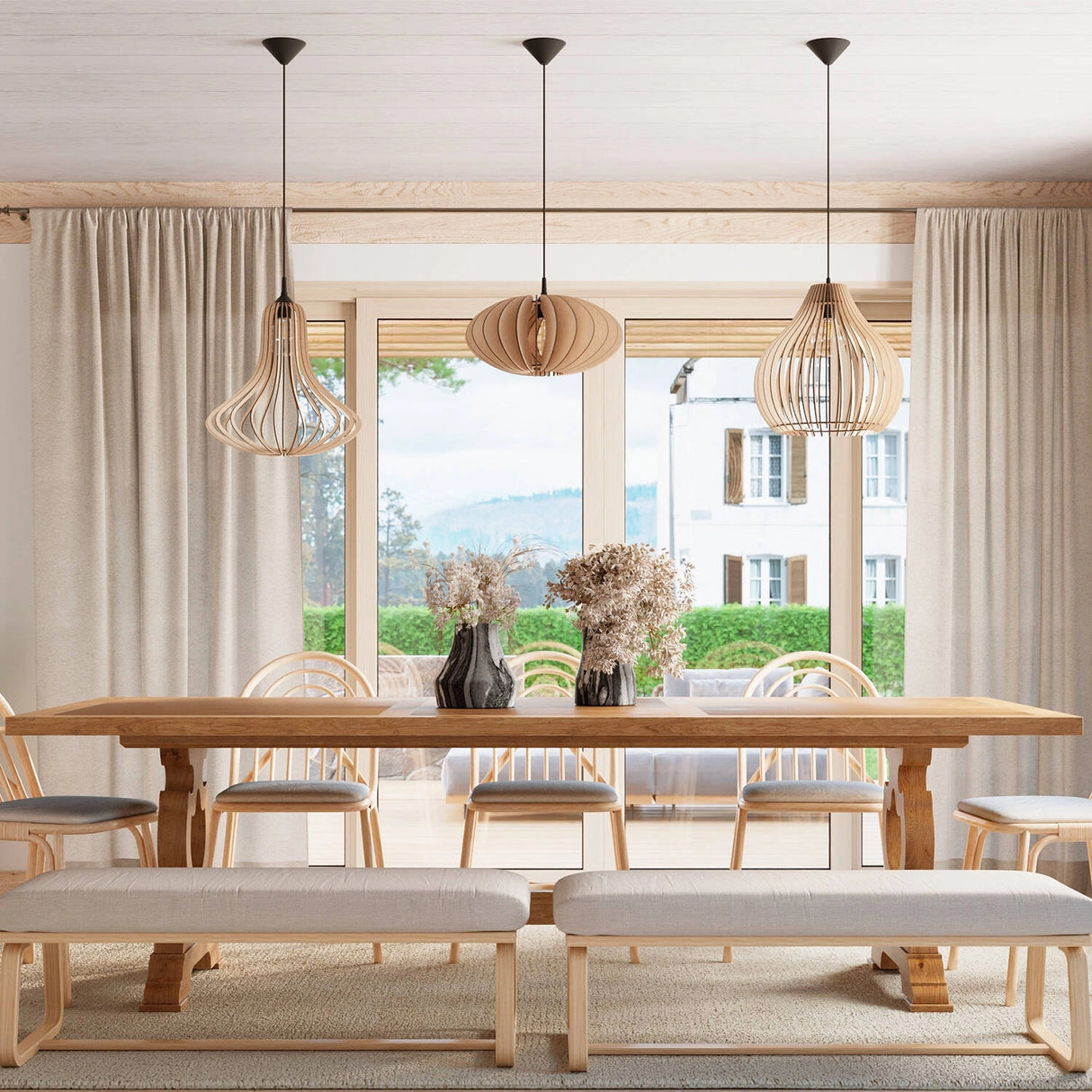 Hanglamp hout e27 Iza fitting 30 cm