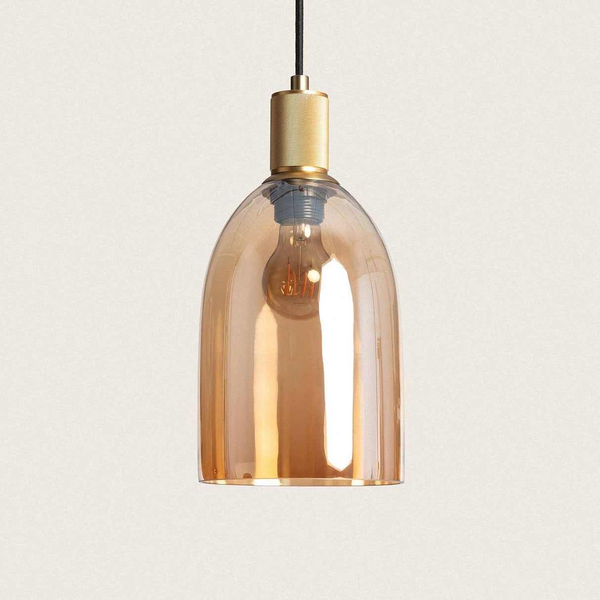 Hanglamp Retro Amber glas Viteo Ovaal e27 Goud