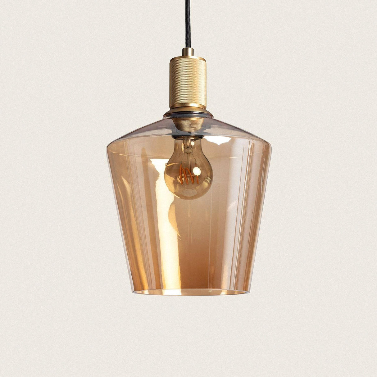Hanglamp Amber glas Viteo e27 retro Goud
