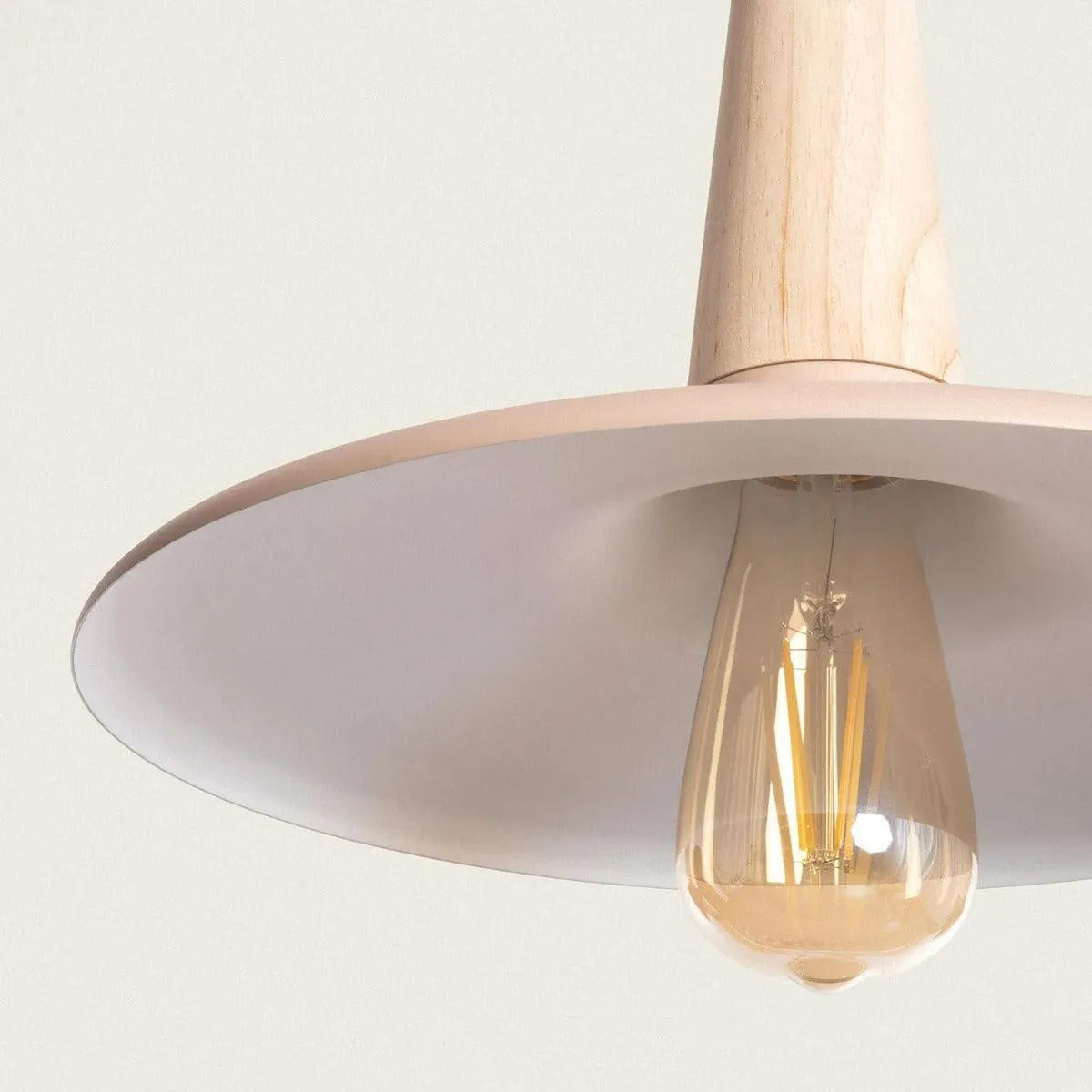 Hanglamp beige hout en metaal met E27 fitting 'Russel' - FOIR