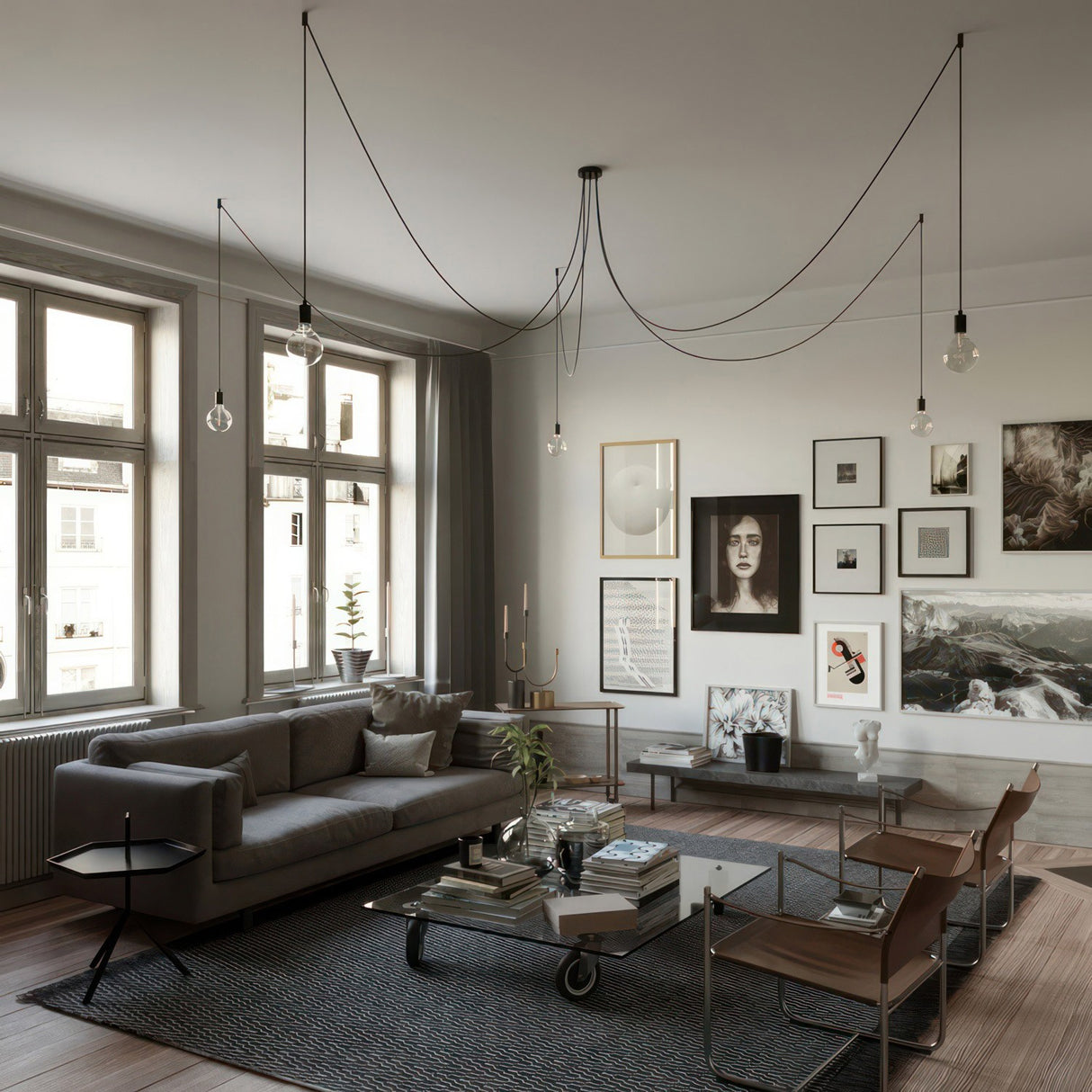 Hanglamp 5 losse fitting Spider E27 set