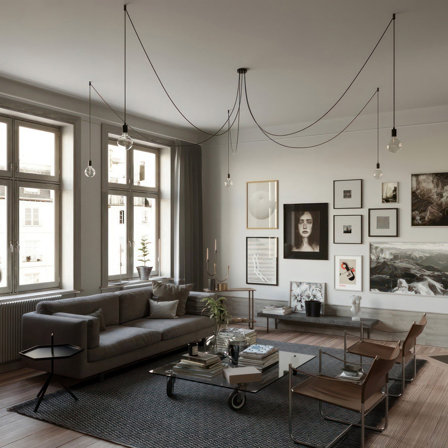 Hanglamp 5 losse fitting Spider E27 set